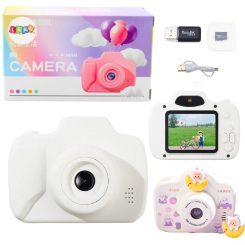 Aparat Dla Dzieci Zdjęcia Nagrywanie Gry Karta Pamięci 64GB Biały LEAN Toys