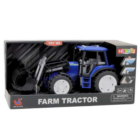 Traktor Farmerski Z Ruchomą Łyżką Światła Dźwięki Niebieski 1:10 LEAN Toys