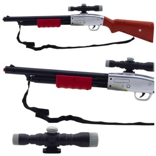 Karabin Strzelba Rekwizyt Pasek Na Ramię Luneta Brązowy Dźwięki 65cm LEAN TOYS