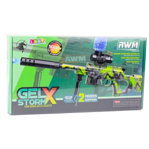 Karabin AWM Na Kulki Wodne Hydrożelowe Zielony Okulary 61cm LEAN Toys