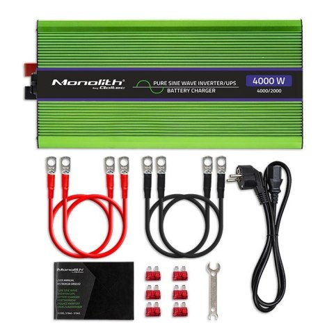 Przetwornica napięcia Monolith | ładowanie baterii | UPS | 2000W | 4000W | 12V na 230V | Czysty Sinus | LCD Qoltec