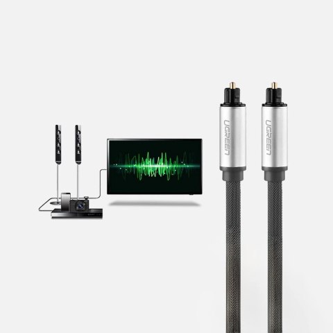 Kabel przewód optyczny audio światłowód Toslink SPDIF 1.5m - szary UGREEN
