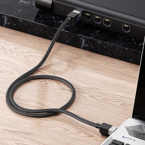 Kabel sieciowy patchcord Ethernet RJ45 Cat8 miedziany rdzeń 1.5m - czarny UGREEN