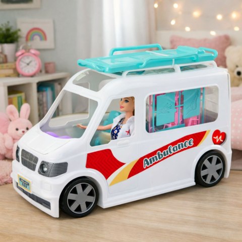 Mobilny Szpital Karetka Ambulans Z Noszami 2W1 Lalka Doktor Akcesoria LEAN Toys