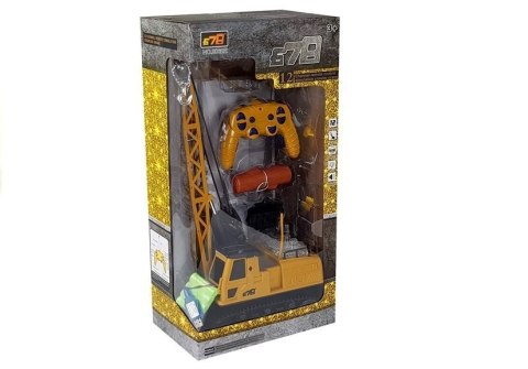 Pojazd Budowlany Dźwig Zdalnie Sterowany RC Ruchome Ramie Światła Żółty LEAN Toys