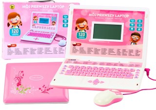 Laptop Edukacyjny Interaktywny 60 Funkcji Dwa Języki Myszka Różowy LEAN Toys