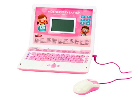 Laptop Edukacyjny Interaktywny 60 Funkcji Dwa Języki Myszka Różowy LEAN Toys