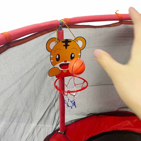 Trampolina dla dzieci ogrodowa siatka piłki koszykówka 150cm czerwona Kik Sp. z o. o. Sp. k.
