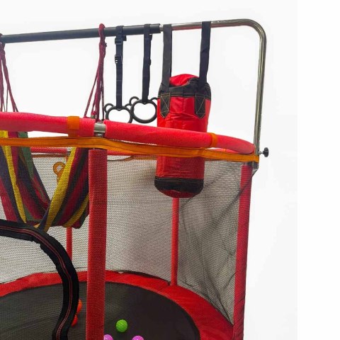 Trampolina dla dzieci ogrodowa siatka piłki koszykówka 150cm czerwona Kik Sp. z o. o. Sp. k.