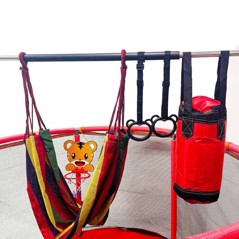 Trampolina dla dzieci ogrodowa siatka piłki koszykówka 150cm czerwona Kik Sp. z o. o. Sp. k.