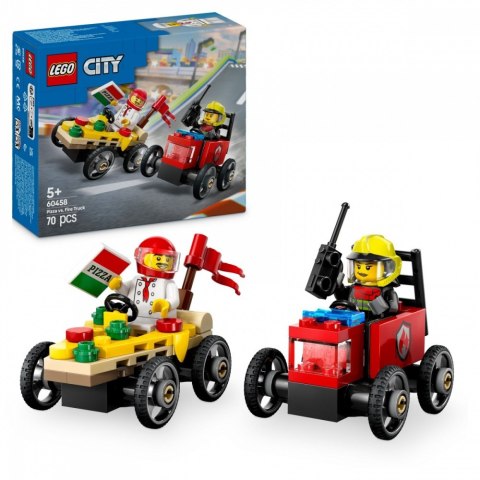 Klocki City 60458 Zestaw wyścigówek: pizza kontra wóz strażacki LEGO