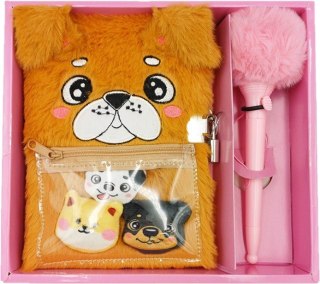 Pamiętnik pluszowy Piesek zestaw z długopisem Stnux