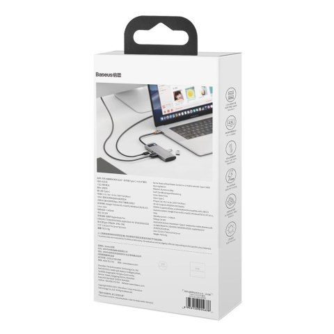 5w1 wielofunkcyjny HUB USB-C PD 100W HDMI 4K 3x USB 3.2 szary BASEUS