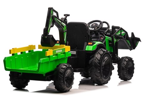 Koparka Z Naczepą Na Akumulator SX2068 Zielona LEAN CARS