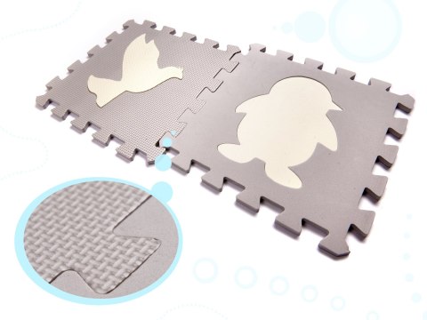 Mata edukacyjna piankowa puzzle szara ecru 36 elementów 150x150cm Kik Sp. z o. o. Sp. k.