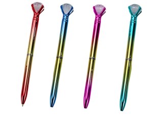 Długopis Z Diamentem W Połysku Złoto Kolorowy Niebieski Wkład 0.7mm Mix LEAN TOYS