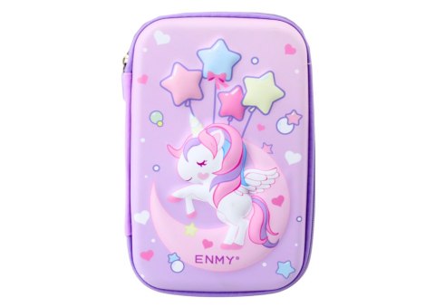 Duży Piórnik 3D Jednorożec Rozkładany Fioletowy 23x15x5 cm LEAN