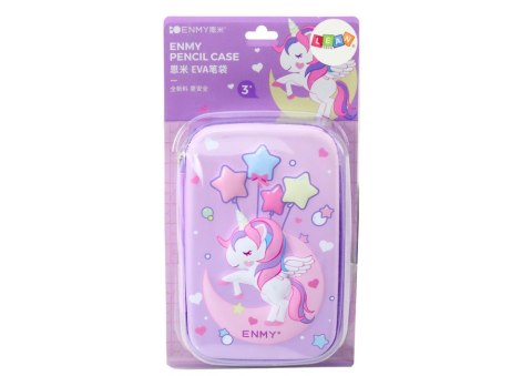 Duży Piórnik 3D Jednorożec Rozkładany Fioletowy 23x15x5 cm LEAN