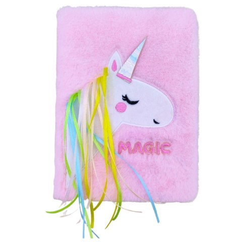 Pluszowy Futerkowy Notatnik Zeszyt W Linie Z Jednorożcem Grzywa Kolorowy A5 LEAN