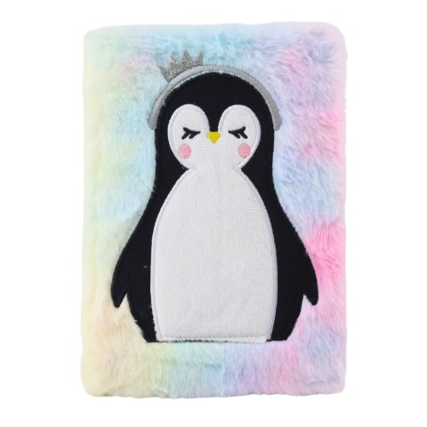 Pluszowy Futerkowy Notatnik Zeszyt W Linie Z Pingwinkiem Kolorowy A5 LEAN