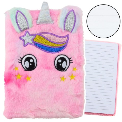 Pluszowy Notatnik W Linie Jednorożec Różowy Tęczowy LEAN