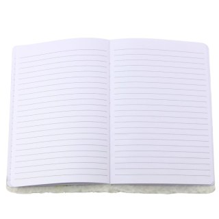 Pluszowy Notatnik W Linie Z Ptakiem Srebrny Brokat Biały LEAN