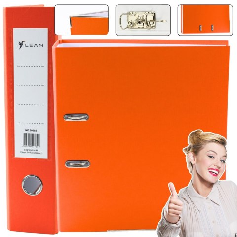 Segregator Na Dokumenty A4/75mm Mechanizm Dźwigniowy Pomarańczowy LEAN