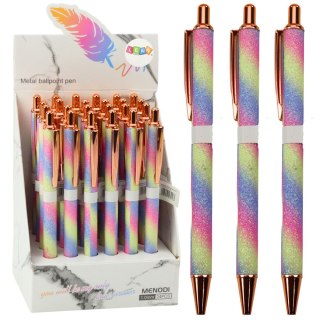 Długopis Metalowy Automatyczny Brokatowy Niebieski Tusz 1.0mm LEAN