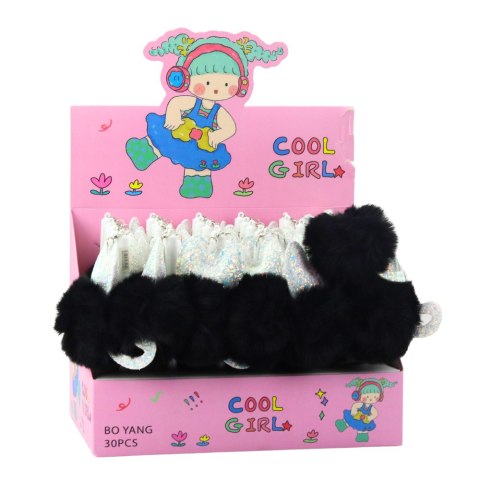 Długopis Żelowy Zatyczka Z Czarnym Pomponem Niebieski Tusz 17cm 0.5mm LEAN