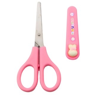 Nożyczki Szkolne Z Osłonką Ozdobny Biały Zajączek 14cm LEAN