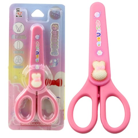 Nożyczki Szkolne Z Osłonką Ozdobny Biały Zajączek 14cm LEAN