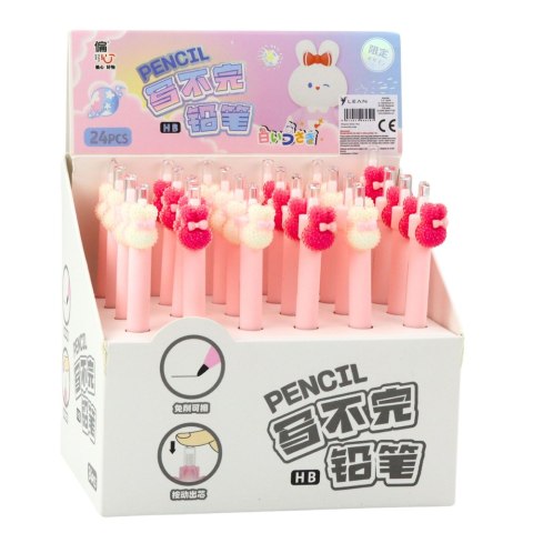 Ołówek Automatyczny Z Ozdobnym Króliczkiem Różowy 15cm LEAN
