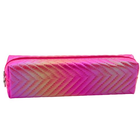 Piórnik Dziewczęcy Metaliczny Błyszczący Jodełka Różowy LEAN