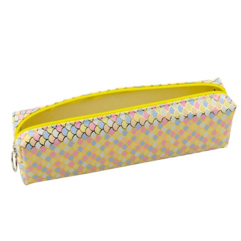 Piórnik Szkolny Organizer Wzór Łusek Syrenich Kolorowy Żółty 21x6cm LEAN