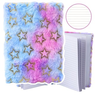 Pluszowy Zeszyt Notatnik W Linie Złote Gwiazdki Pastelowy A5 80 Kartek LEAN