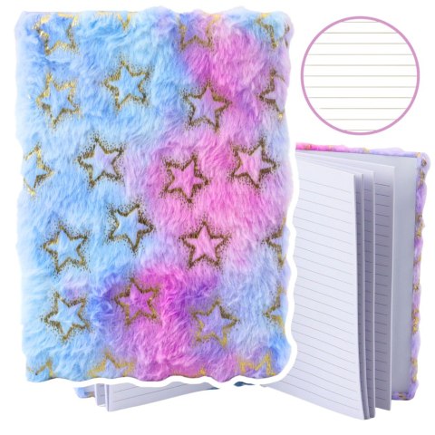 Pluszowy Zeszyt Notatnik W Linie Złote Gwiazdki Pastelowy A5 80 Kartek LEAN