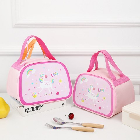 Torba Termiczna Izolacyjna Śniadaniowa Lunch Bag Różowa Jednorożec 23cm LEAN