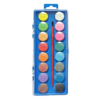 Zestaw Farbki Akwarelowe Szkolne 16 Kolorów Pędzelek LEAN