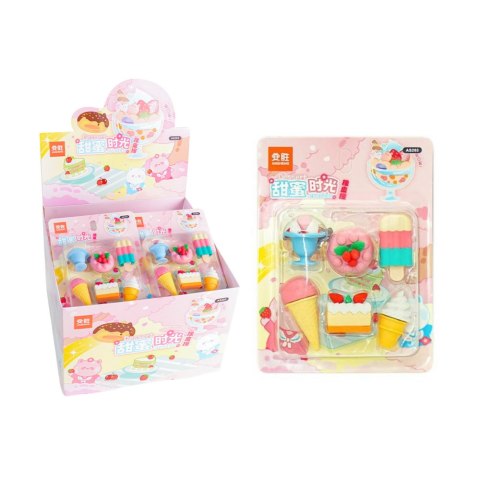 Zestaw Gumek Do Ścierania Zmazywania Szkolne Słodycze 6szt LEAN