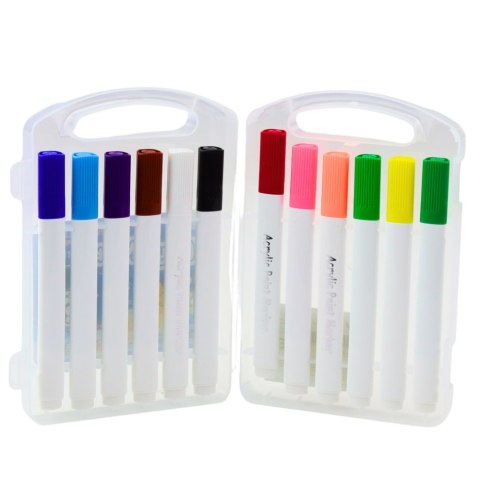 Zestaw Pisaków Markerów Akrelowych W Organizerze 12szt. LEAN