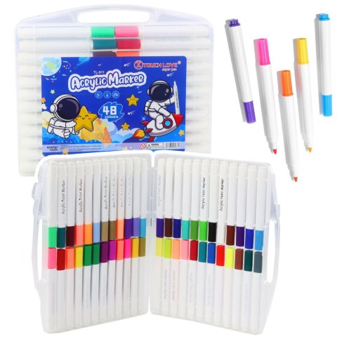 Zestaw Pisaków Markerów Akrelowych W Organizerze 48szt. LEAN