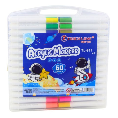 Zestaw Pisaków Markerów Akrelowych W Organizerze 60szt. LEAN