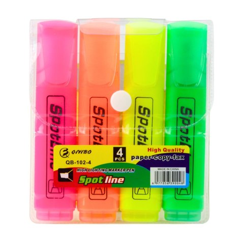 Zestaw Zakreślacze Markery Biurowe Szkolne Neonowe 4szt LEAN