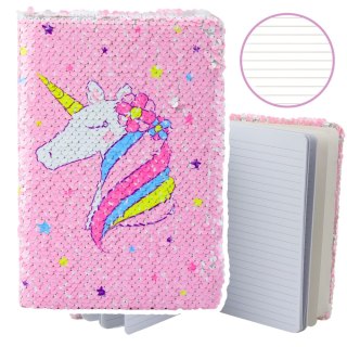 Zeszyt Notatnik W Linie Cekiny Dwukolorowe Jednorożec A5 80 Kartek LEAN