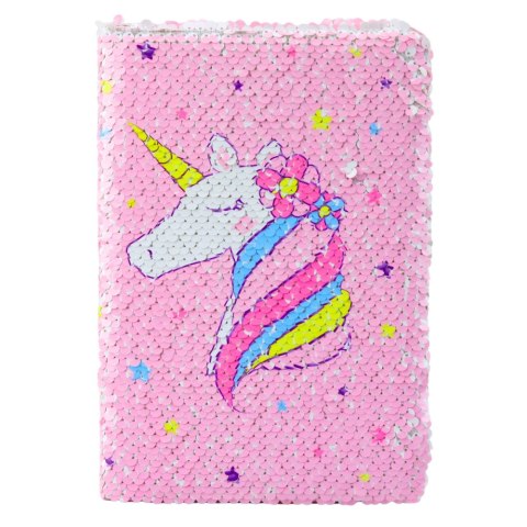 Zeszyt Notatnik W Linie Cekiny Dwukolorowe Jednorożec A5 80 Kartek LEAN