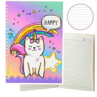 Zeszyt Notatnik W Linie Kot Jednorożec Kolorowy A5 60 Kartek LEAN