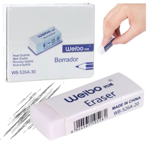 Gumka Do Mazania Biała Szkolna Biurowa WB-526A -30 4cm LEAN