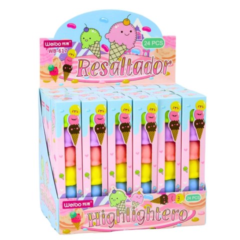 Lody W Rożku Gałki Lodów Zakreślacze 5 Kolorów Pastelowe 18cm LEAN