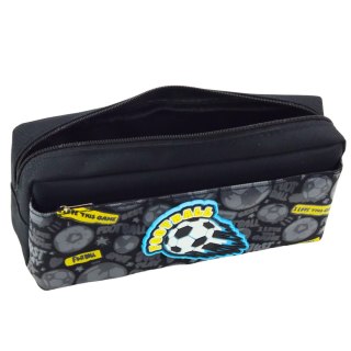 Piórnik Organizer Szkolny z Piłką Nożną Dwie Kieszenie Czarny LEAN