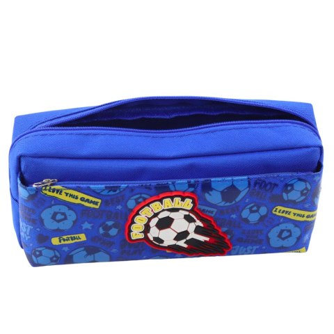 Piórnik Organizer Szkolny z Piłką Nożną Dwie Kieszenie Niebieski LEAN